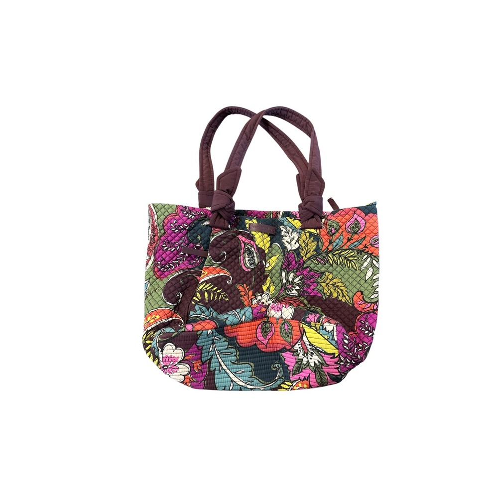 Vera Bradley Autumn Leaves Quilted Cotton Tote Bag Paisley Shoulder Bag